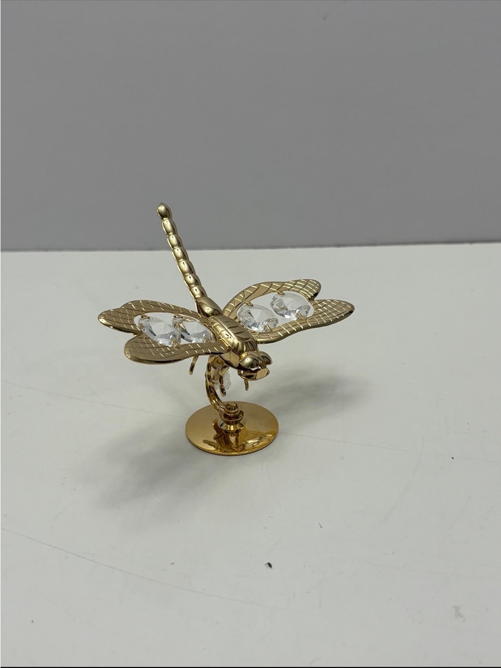 Gold color Dragonfly Figurine with Crystal Wings